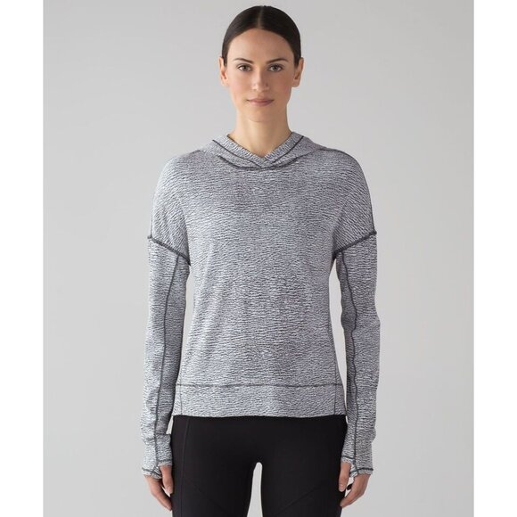 Lululemon Squad Goals Hoodie Sheer Luon Pebble Jacquard White Black 6 - Picture 2 of 8
